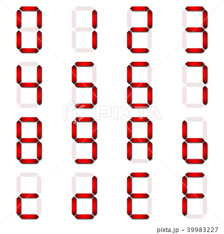Red Digital number set of seven segment type 39983227