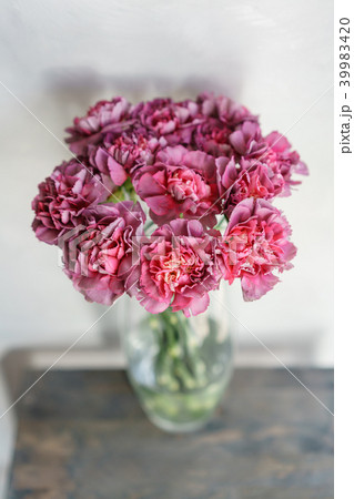 beautiful carnation flowers in a vase on a table 39983420