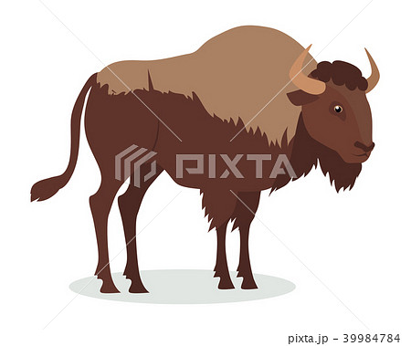 American Bison Cartoon Icon In Flat Designのイラスト素材