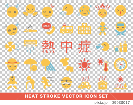 中暑症狀,預防,措施圖標集 中暑症狀,預防,措施圖標集 39988017