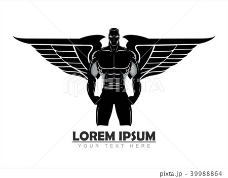 winged man. winged human silhouette. Bodybuilder s winged man. winged human silhouette. Bodybuilder s 39988864