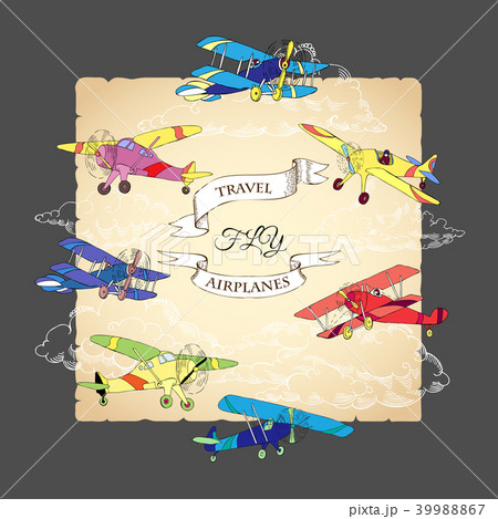 Background with Colored Airplanes Background with Colored Airplanes 39988867