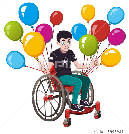 Disabled child. Boy with balloons 39989834