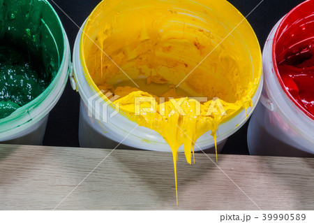 green yellow and red colors of plastisol ink 39990589