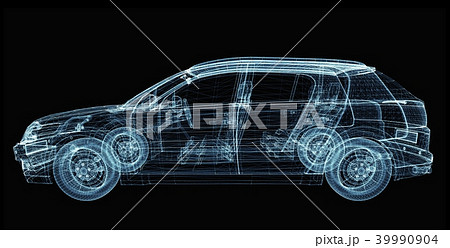 Abstract car consisting of luminous lines and dotsのイラスト素材 [39990904 ...