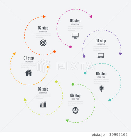 Infographics template 7 options with circle Infographics template 7 options with circle 39995162