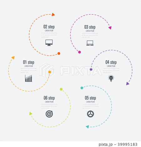 Infographics template 6 options with circle 39995183