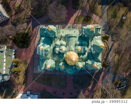 Aerial view to St. Sofia cathedral in Kyiv, Ukraine. Aerial view to St. Sofia cathedral in Kyiv, Ukraine. 39995312