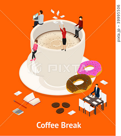 Coffee Break Concept 3d Isometric View Vectorのイラスト素材