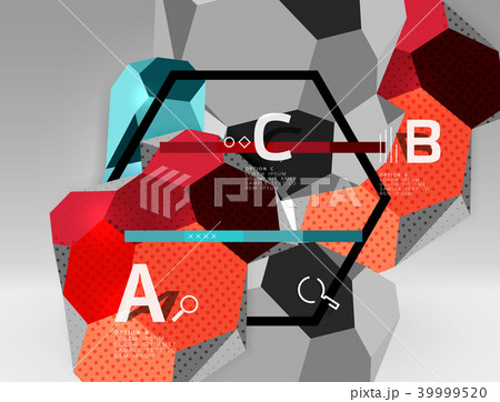 3d hexagon geometric composition, geometric digital abstract background 39999520
