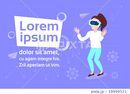 Girl In Vr Glasses Over Background With Copy Space Modern Virtual Reality Technology Concept 39999521