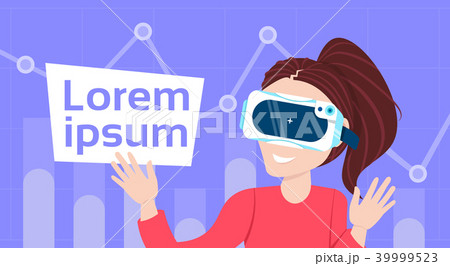 Woman In Vr Glasses Over Background With Copy Space Modern Virtual Reality Technology Concept 39999523