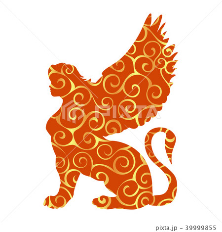 Sphinx pattern silhouette ancient egyptian mythology fantasy. 39999855