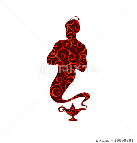 Genie Aladdin Tale Pattern Silhouette Lampのイラスト素材