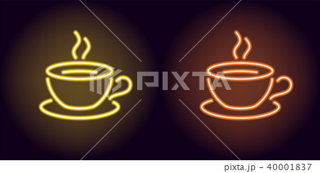 Neon cup and saucer in yellow and orange color Neon cup and saucer in yellow and orange color 40001837