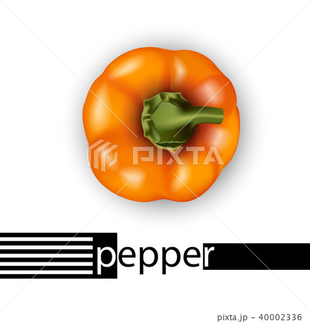 3d realistic orange bell pepper top view. 40002336