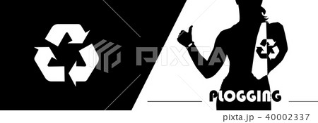Plogging concept. A female silhouette  40002337