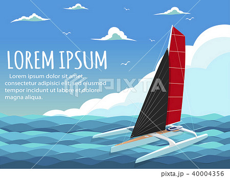Yacht club banner design with sport trimaran Yacht club banner design with sport trimaran 40004356