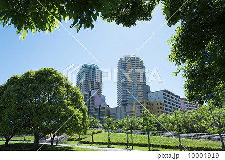高層マンションが見える広い公園 高層マンションが見える広い公園 40004919