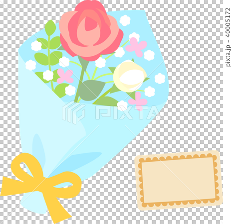 バラの花束とメッセージカードのイラスト素材