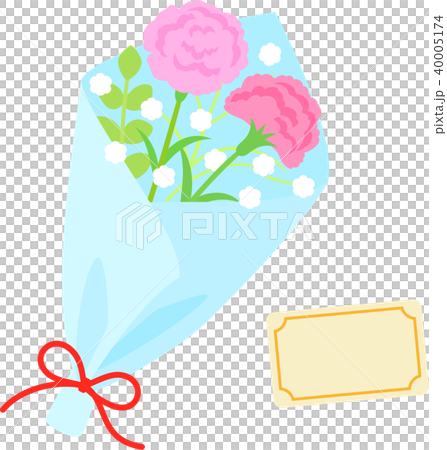 カーネーションの花束とメッセージカードのイラスト素材