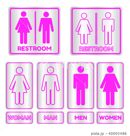 Pink square restroom Sign set with text Pink square restroom Sign set with text 40005486