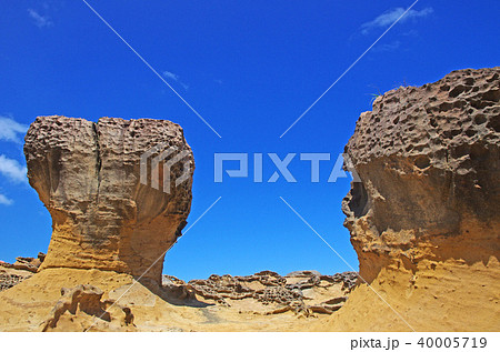 浸食された岩が並ぶ野柳地質公園 浸食された岩が並ぶ野柳地質公園 40005719