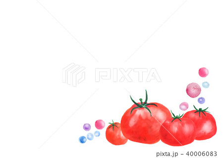 トマト 水彩 手描きのイラスト素材