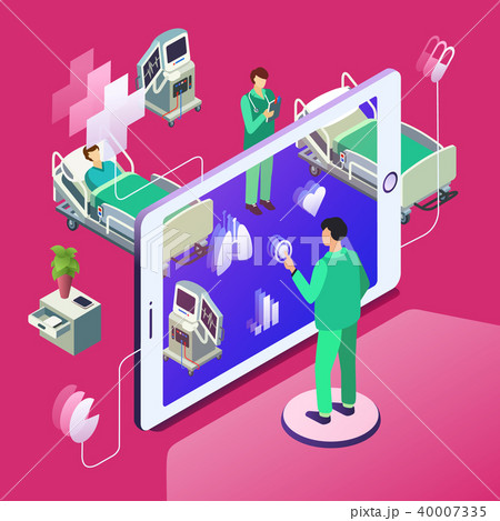 Vector isometric telemedicine, online medicine 40007335