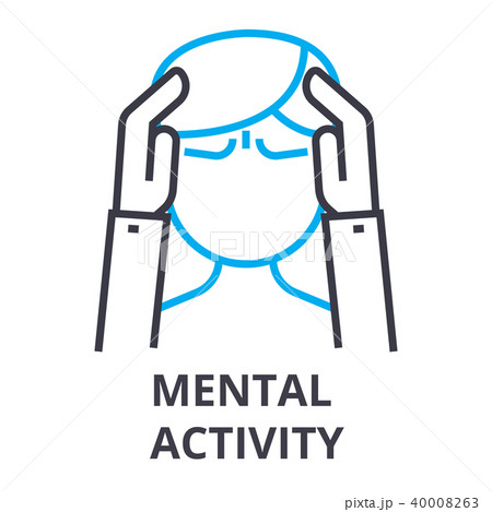 mental activity thin line icon, sign, symbol, illustation, linear concept, vector  mental activity thin line icon, sign, symbol, illustation, linear concept, vector  40008263