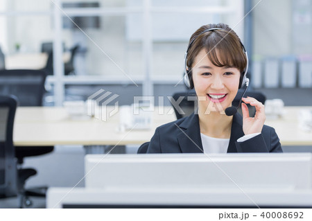 若い女性、オペレーター、コールセンター、スタッフ 40008692