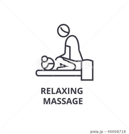 relaxing massage thin line icon, sign, symbol, illustation, linear concept, vector  40008718