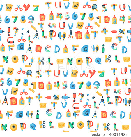 Alphabet stationery letters vector abc font alphabetic icons of office supply and school tools 40011985