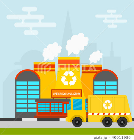 Waste recycling vector garbage process factory truck brought processing industry processed Waste recycling vector garbage process factory truck brought processing industry processed 40011986