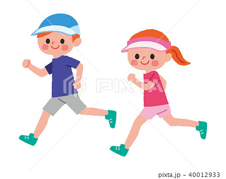 ジョギング 男女 半袖のイラスト素材