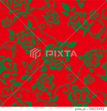 バラのイラスト レッド 薔薇の模様の連続柄 シームレスデザイン 背景イラストのイラスト素材
