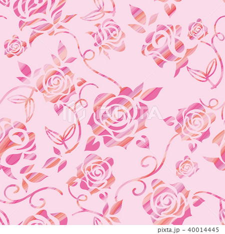 バラのイラスト 水彩タッチ ピンク 薔薇の模様の連続柄 シームレスデザイン 背景イラストのイラスト素材
