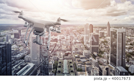 multicopter drone over Frankfurt am Main 40017673