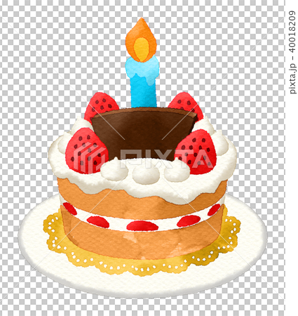 バースデーケーキ(水彩)-文字無し 40018209