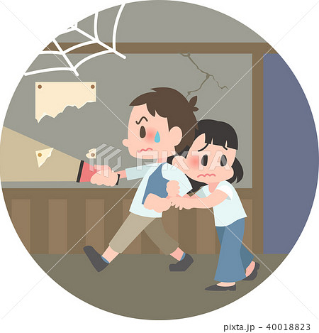 肝だめしする2人組のイラスト素材 4001