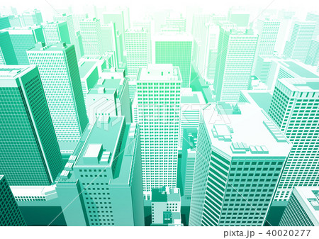ビル群 都市 俯瞰 パース 緑のイラスト素材