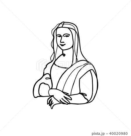 Mona Lisa Line Art Vector Illustrationのイラスト素材