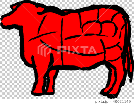 赤い牛肉の部位説明イラストのイラスト素材
