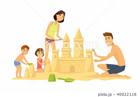 Happy children on the beach - cartoon people character illustration Happy children on the beach - cartoon people character illustration 40022116