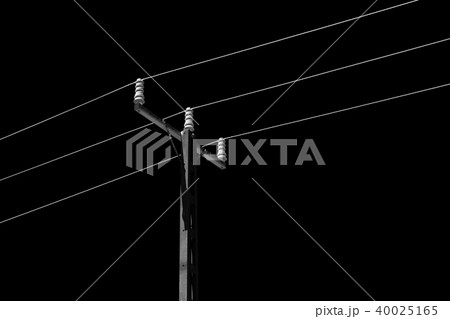 power line with electrical pole in the clear sky power line with electrical pole in the clear sky 40025165