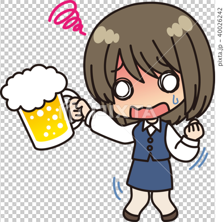 女性会社員 飲み会 酔いのイラスト素材