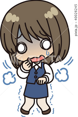 女性会社員_体調不良_咳・震え 40026245