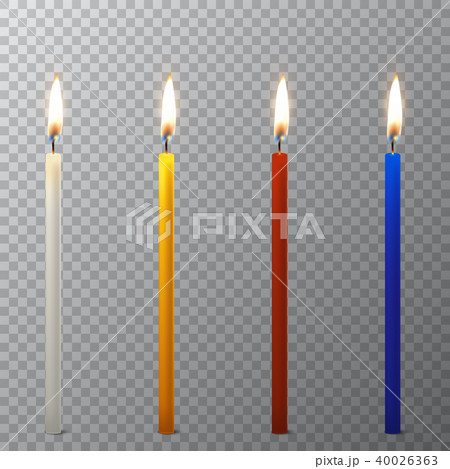 Vector 3d realistic different paraffin or wax burning party candle icon set closeup isolated on 40026363