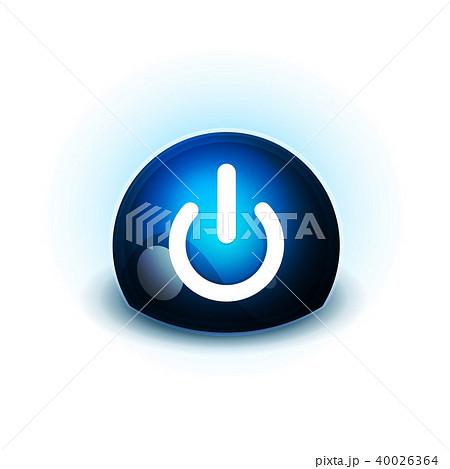 Power button blue icon, start symbol 40026364