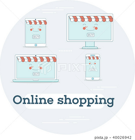 Mobile shopping concept in line art style Mobile shopping concept in line art style 40026942